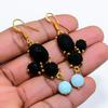 Black Spinel Gemstone Handmade 925 Sterling Silver Jewelry Earring 2.21" GK-4902