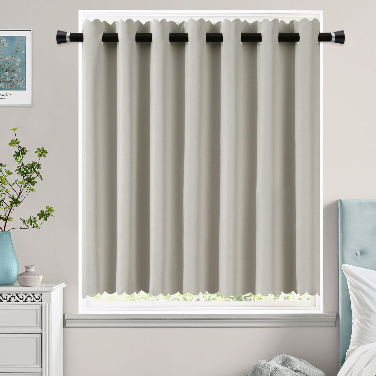 

AooHome Светонепроницаемые шторы для маленьких окон 1-го класса Светонепроницаемые 1 УФ Кафе Жесткие до 110 см Энергосберегающие Теплоизоляционные Высокой плотности Холодная комната Ширина 100 см Окна, Светонепроницаемые, Серые,