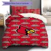 Louisville Cardinals Logo Pattern Bedding Set Quilt Cover Pillowcase Home Decor Gift (1 * Duvet Cover + 2 * Pillowcase, Without Core)