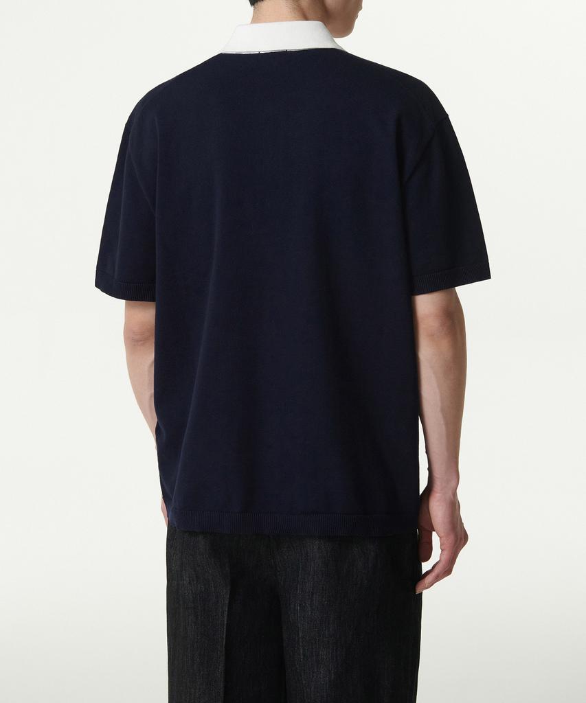 Musinsa Standard Contrast Collar Knitted Polo Shirt [Navy]