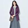 New light down jacket women's medium and long hooded large size slim fit thin light winter coat
