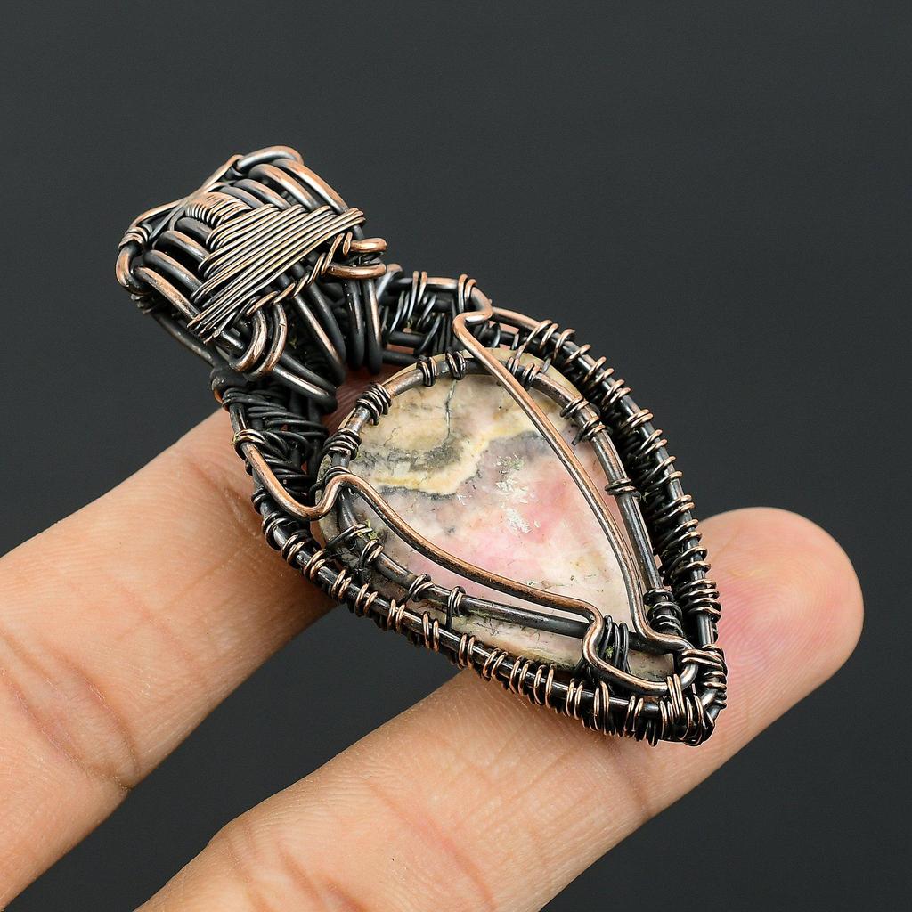 Crzay Lace Agate & Rainbow Moonstone 999 Copper Wire Wrapped Pendant Handmade Gemstone Jewelry, Gifts For Wife Brand New Pendant