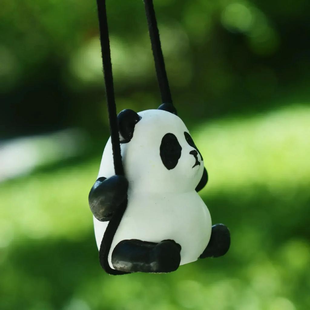 Car Pendant Cute Anime Panda Auto Rearview Mirror Pendant Hanging Ornaments Swinging Doll Car Interior Decoraction Accessories