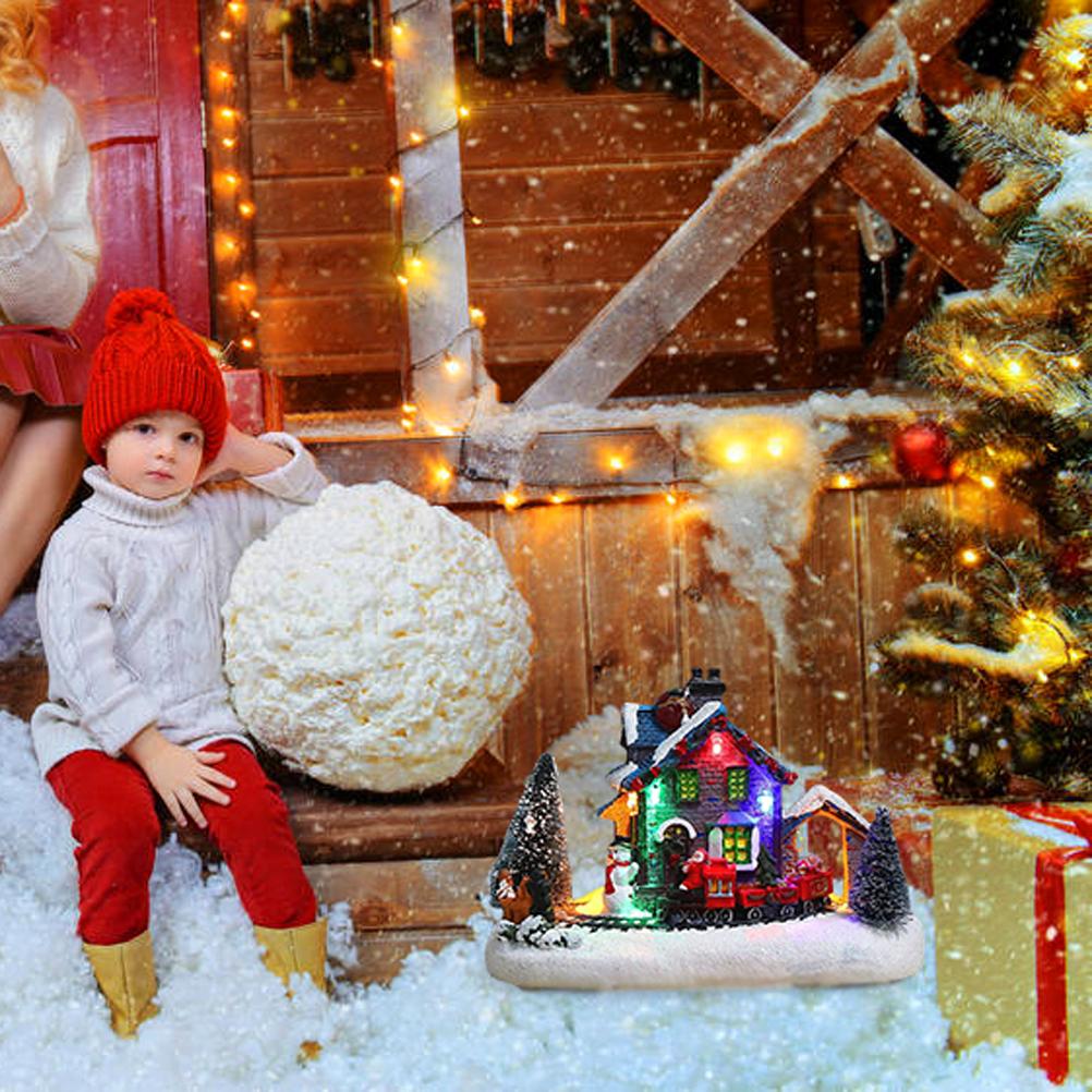 Vánoční vesnický dům s LED světlem Pryskyřičná sběratelská vánoční scéna Vesnické domky Figurka