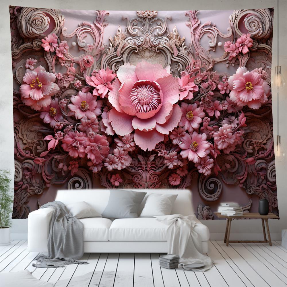 Chic Pink Floral Tapestry Flower Plant Series Wall Hanging Background Cloth Nordic Home Living Room Bedroom Decor Tapestries
