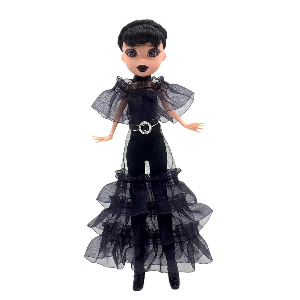 Adams Wednesday Doll in Gothic Black Formal Dress - Rave'n Figure