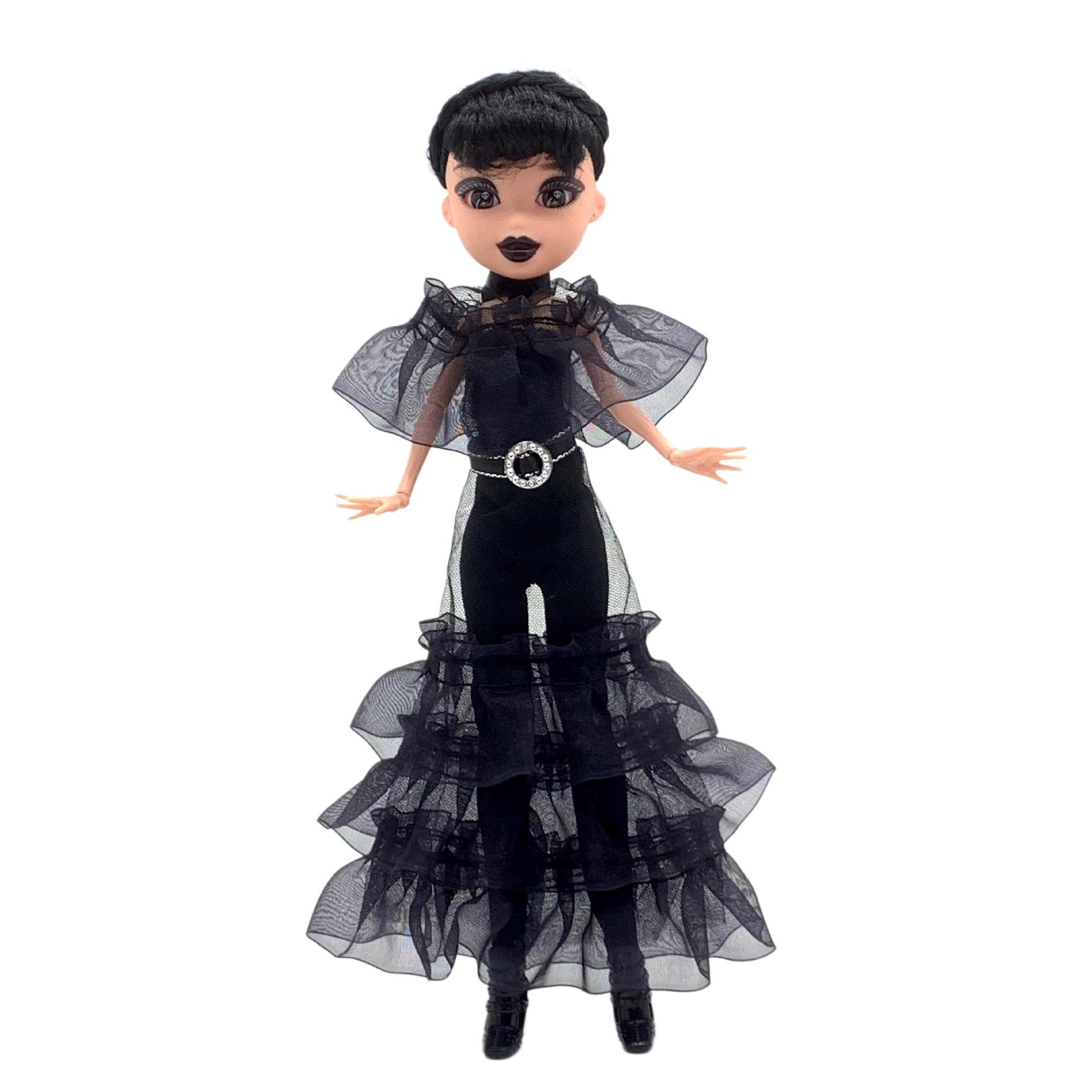 Adams Wednesday Doll in Gothic Black Formal Dress - Rave n Figure