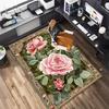 Elegant Pink Roses Garden Art Carpet Is Suitable For Living Room And Bedroom Doormats Office Balcony Decorative Carpet A5