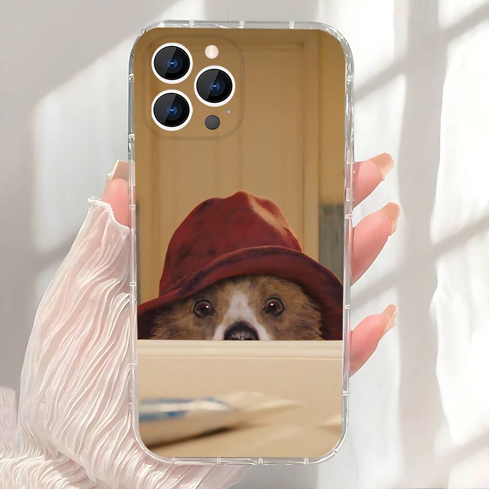 P-Paddington Bear Cute Phone Case For iPhone 17,16,15,14,13,12,11 Pro,Max,Plus,X,XS,XR,SE4,E Mini Transparent Soft Cover