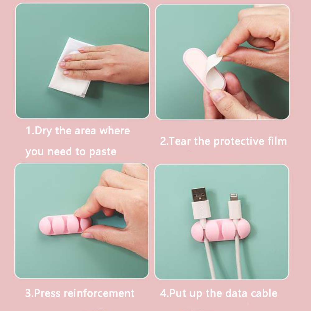 5PC Simple Mini Silicone Cable Organizer, Easy to Install, Easy to Take, Suitable for Desktop and Wall