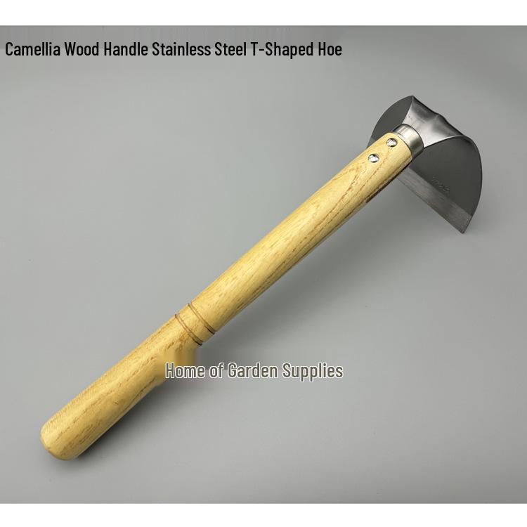 Stainless Steel T-Shaped Garden Hoe & Mini Grass Sickle Tool Set Standard size