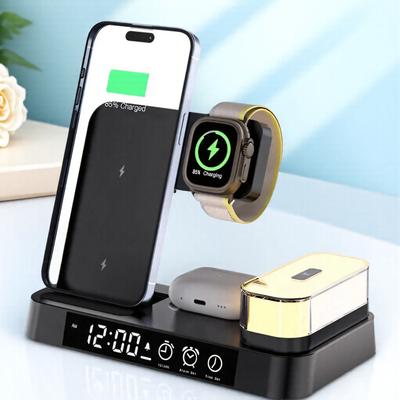 30W Katlanabilir Kablosuz Şarj Aleti Saat RGB IşıklıiPhone 13/12 Pro Max Watch 7/6AirPod Pro ile Uyumlu Hızlı Şarj