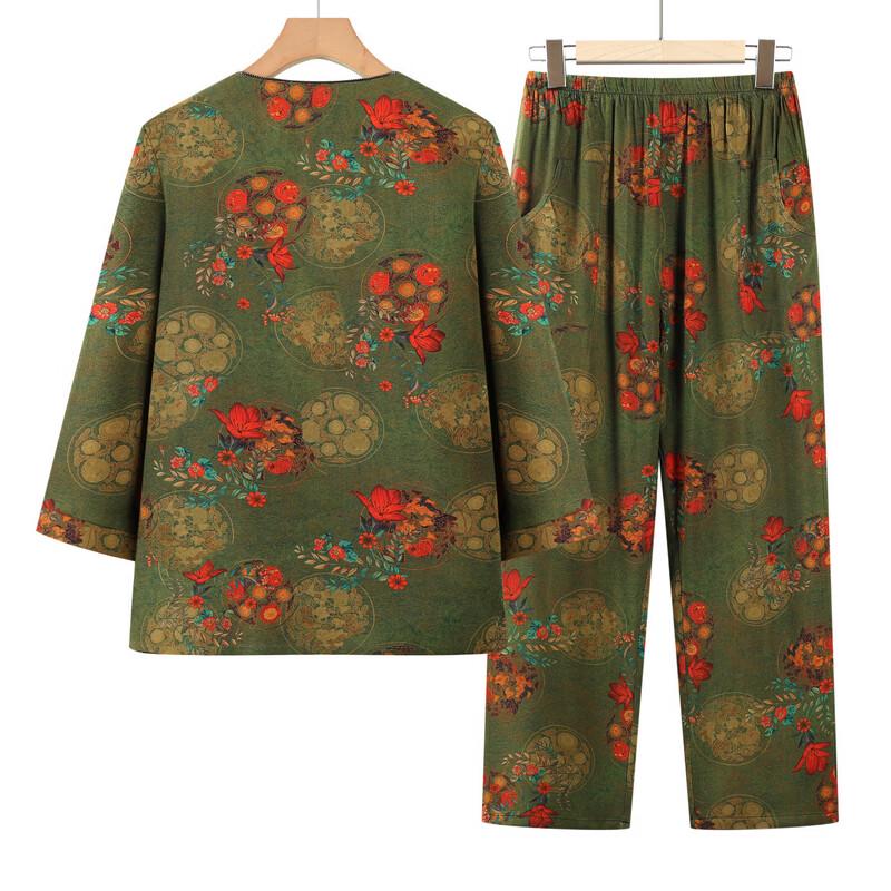 Yuzhaolin Women's Summer Seven-Sleeve Two-Piece Set