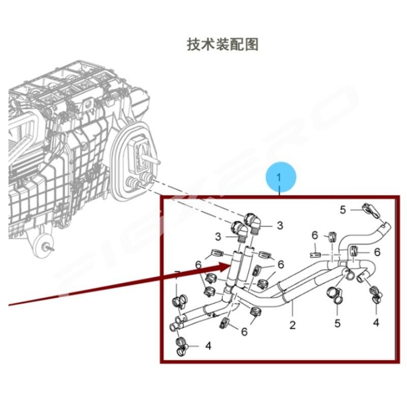 Tee Four-way Warm Air Water Pipe Heater Inlet Outlet Rubber Hose for Buick GL8ES 2.0T 2017 2018 26216950 26206100