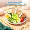 12Pcs Stainless Steel Toddler Utensils Set Cartoon Kid Silverware Set Mirror Polished Child Knife Fork and Spoon Kit Tableware