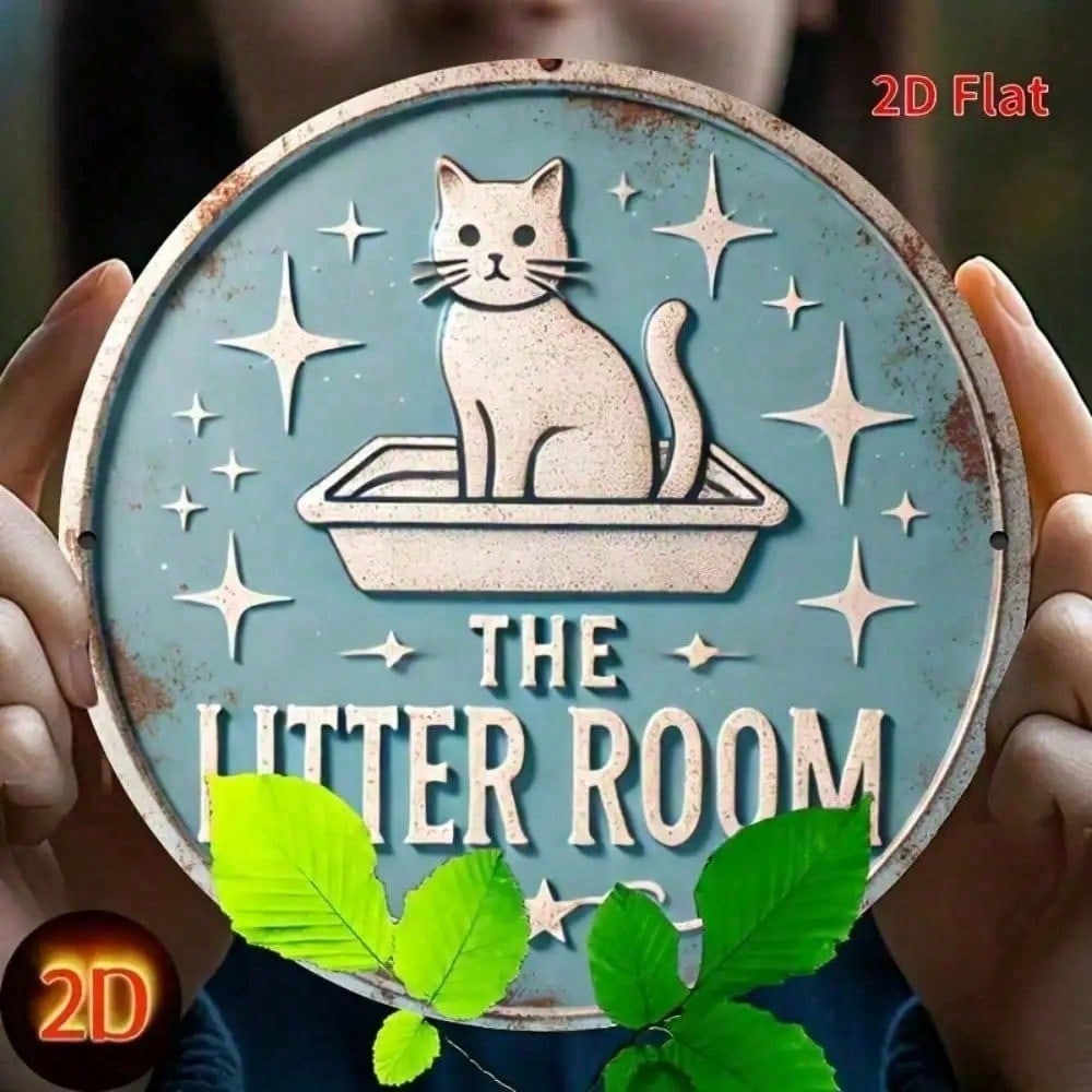 Retro Metall Katzenschild Runde Wandkunst Handgefertigte Aluminium Dekoration Hausbar Man Cave Geschenk