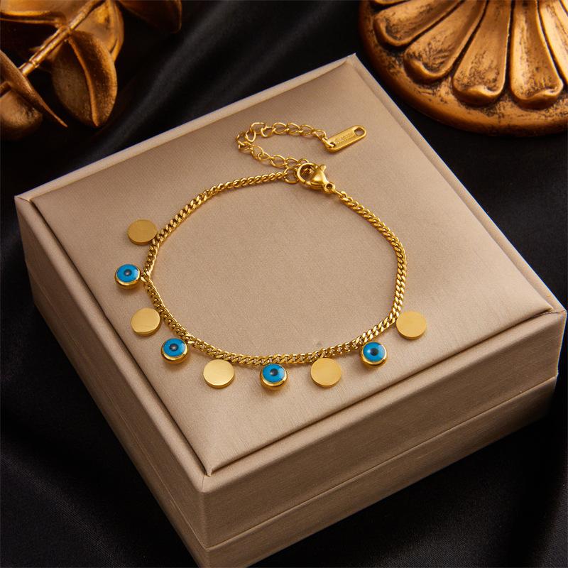 Gold Plated Stainless Steel Double Layer Heart Charm Bracelet