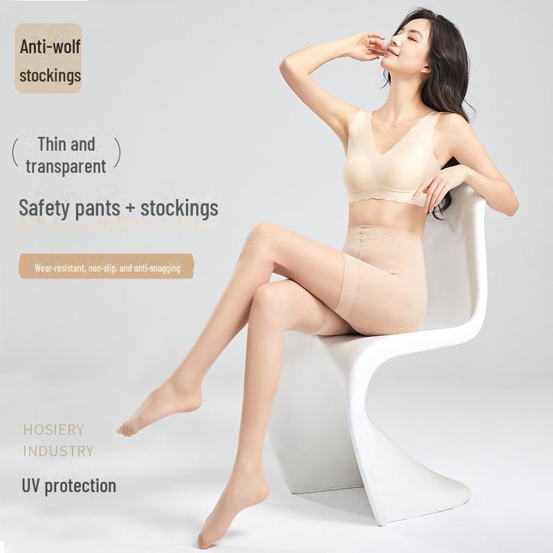 Women's Anti-Wolf 2-in-1 Summer Pantyhose: Thin, Durable, Anti-Snag, Anti-Exposure Stockings with Safety Pants (2 Pairs).
