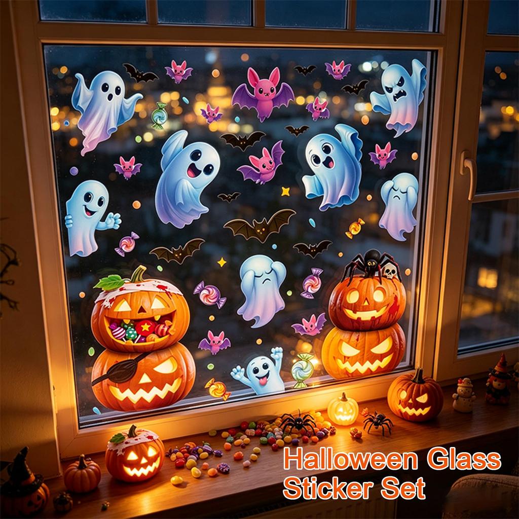 Halloween Glass Window Clings Set for Home Decor