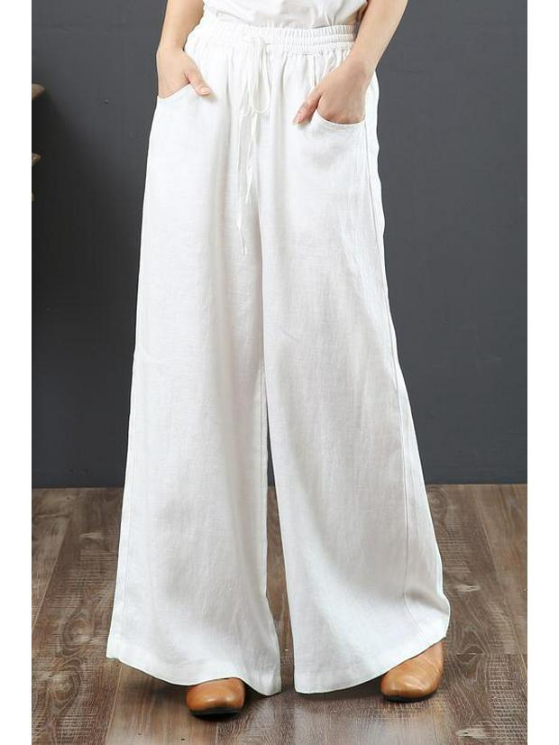 2026 Spring/Summer Women's High Waist Cotton Linen Wide Leg Floor-Length Pants