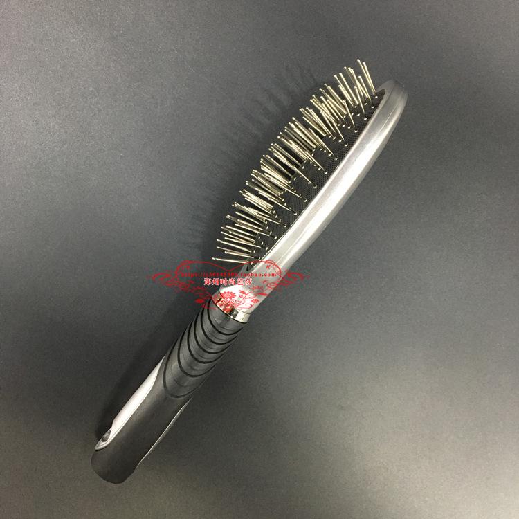 Cushion Hair Brush with Steel Teeth & Plastic Handle for Nourishing Massage and Updo Styling