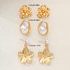 6 Pcs Vintage Flower Pearl Earrings Set Gold Plated Exquisite Irregular Baroque Pearl Drop Earring For Women Party Jewelry Gifts