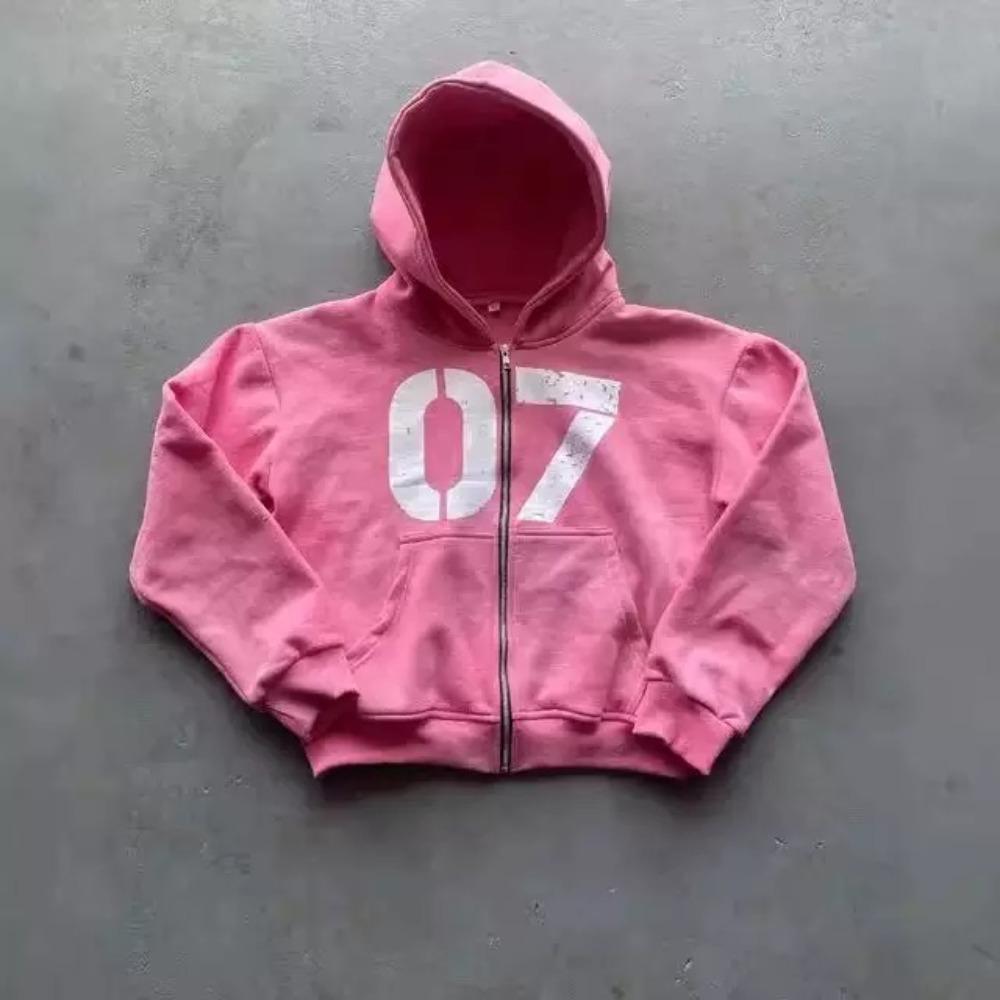 Streetwear Y2K Casual Zipper Cardigan Fashion Digital Print Hooded