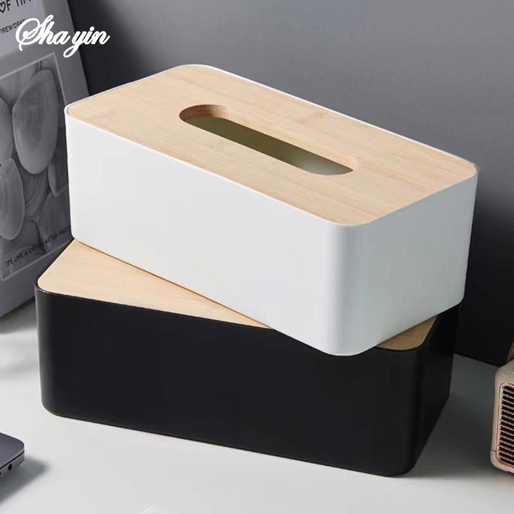 Creative solid wood tissue box with thickened square dust cover for home living room, coffee table, desktop storage box