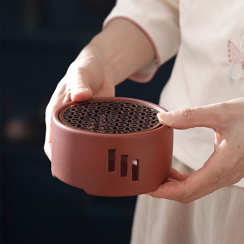 

Warm tea stove roasted orange base candlestick warm tea maker ceramic heating base Japanese style roasted tea maker 11x11x5.5cm