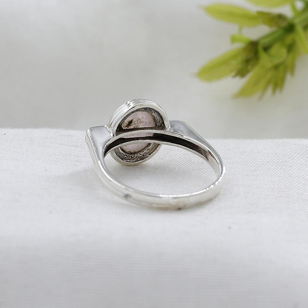 Rose Quartz Silver Ring, Pure 925 Sterling Silver Handmade Jewelry, Silver Jewelry, Unisex Ring Ar8945