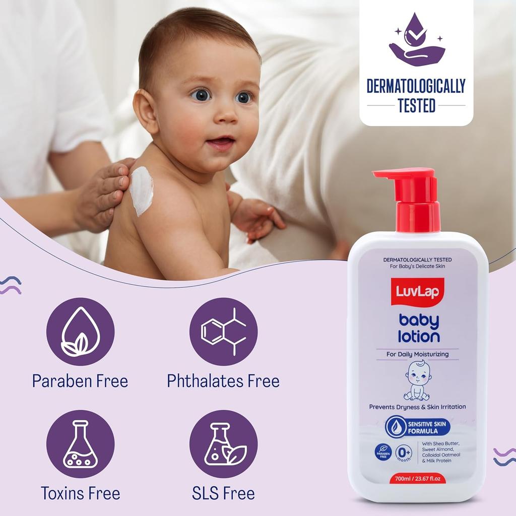 LuvLap Baby Lotion With Milk Protein 700ml Gentle Daily Moisturizer For Sensitive Skin Shea Butter Almond Oil Vitamin E