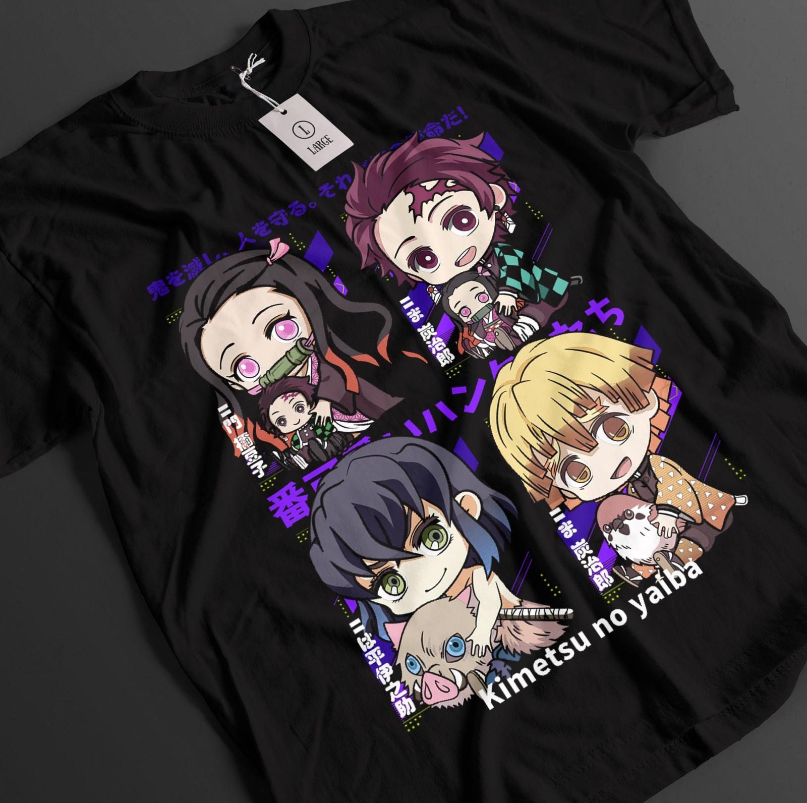 

Demon Slayer Shirt Tanjiro T-Shirt Mens Womens Tees Top Zenitsu KNY Nezuko Inosuke Akaza Muzan Tee L