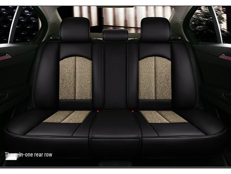 Universal Four Seasons Leather Linen Car Seat Cover - Full Coverage Cushion