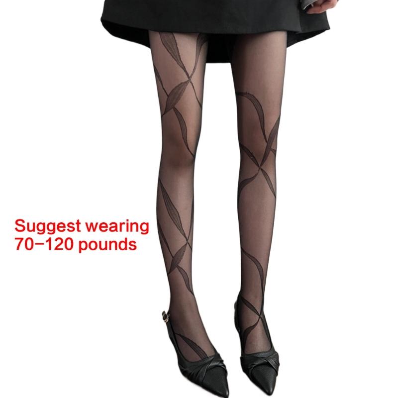 Vintage Ribbon Streamer Irregular Pattern Stocking Pantyhose Thin Sheer Silk Tights Women Japanese Ballet Dance Leggings