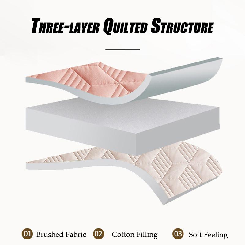 Thicken Quilted Mattress Cover Non-slip Three-layer Structure Brushed Cotton Bedspread On The Bed Queen King Size Sheet