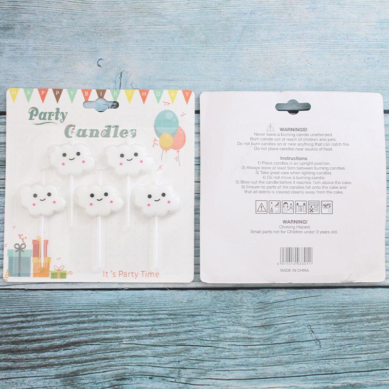 New Cute Cartoon White Cloud Birthday Candle Sucking Card 5 Pack Baking Decoration Party Candles
