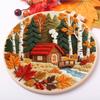 Autumn DIY Stitches Kit with Embroidery Hoop Embroidery Stitches Practice Kit Needlepoint Kit for Beginners Craft Lovers Gift