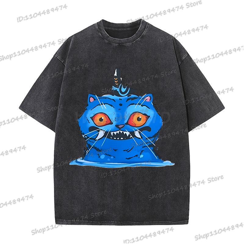 Neuer Film KPop Dämonenjäger Tiger T-Shirt Sommer Baumwolle Kurzarm T-Shirts für Damen Herren Lässig Gewaschene Vintage Oberteile Tees