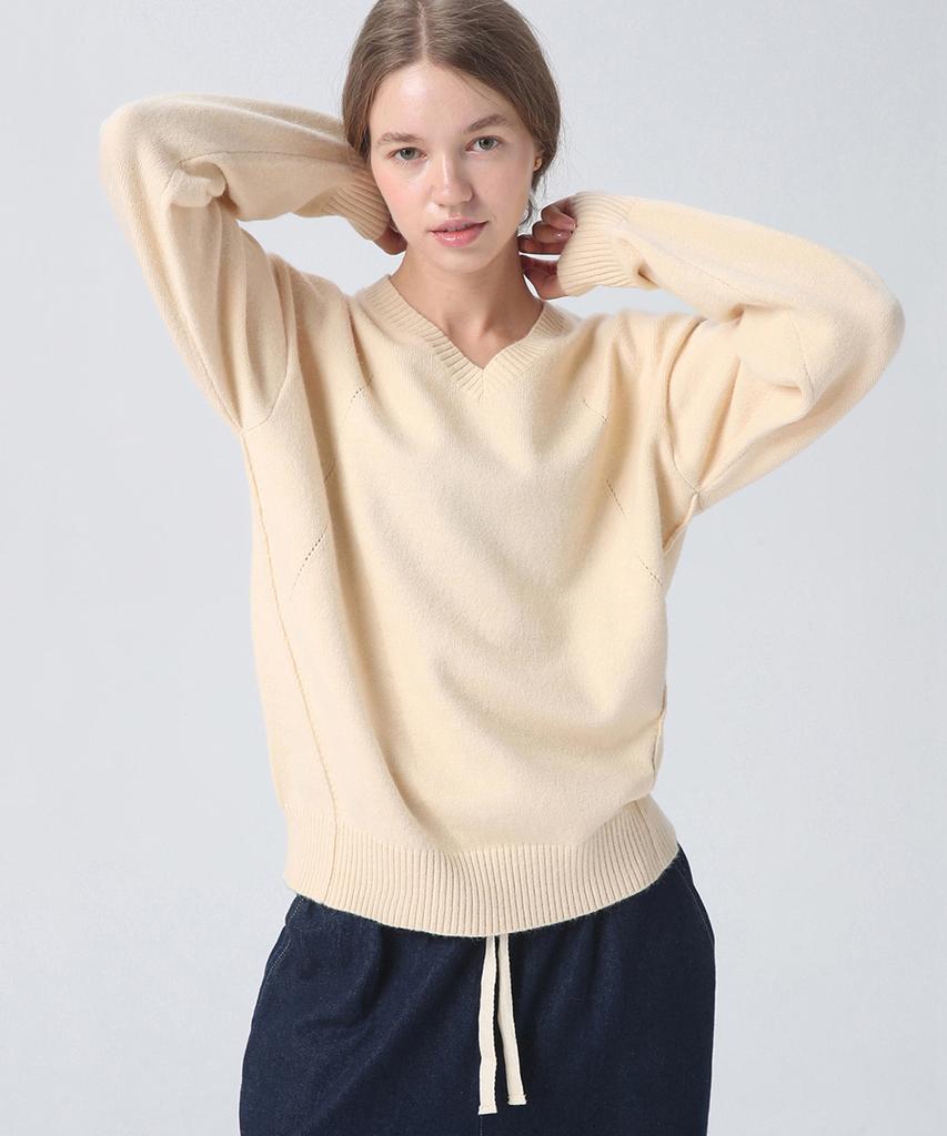 Beullumeol Pbt Wool V-Neck Knit - Oatmeal Beige