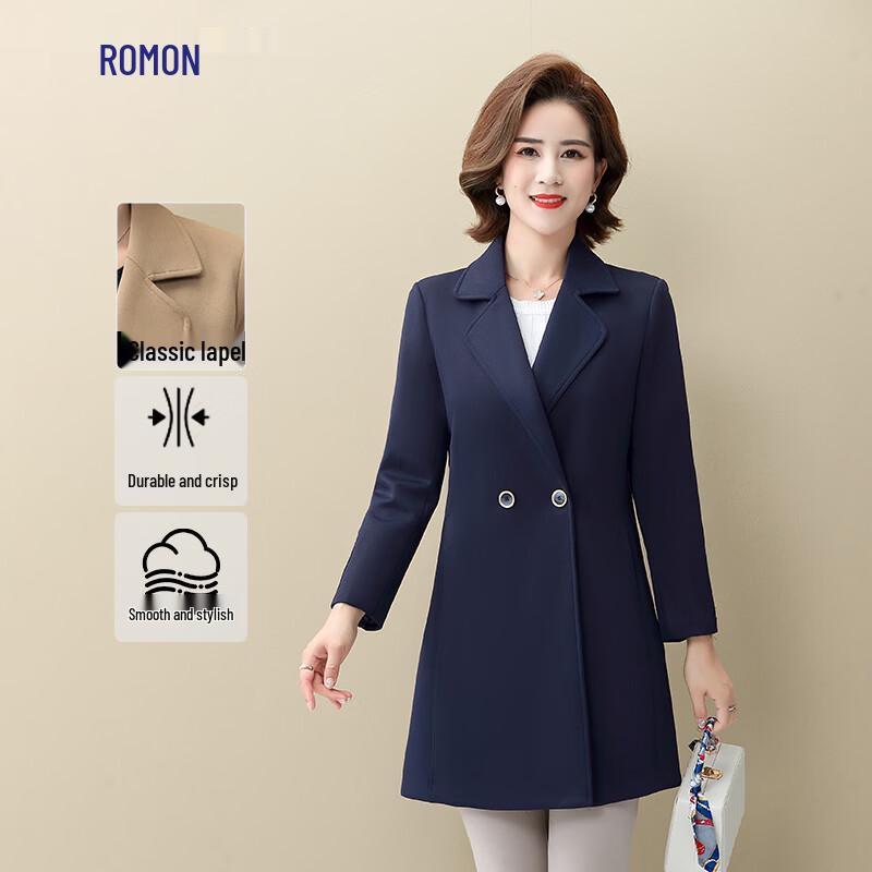 Luomeng Women s Classic Double-Breasted Mid-Length Windbreaker 4XL