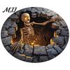 Indoor Holiday Theme Rug Halloween Round Area Rug, 3D Optical Illusion Doormat for Living Room, Scary Floor Mat Non Slip Absorbent Mat, Washable