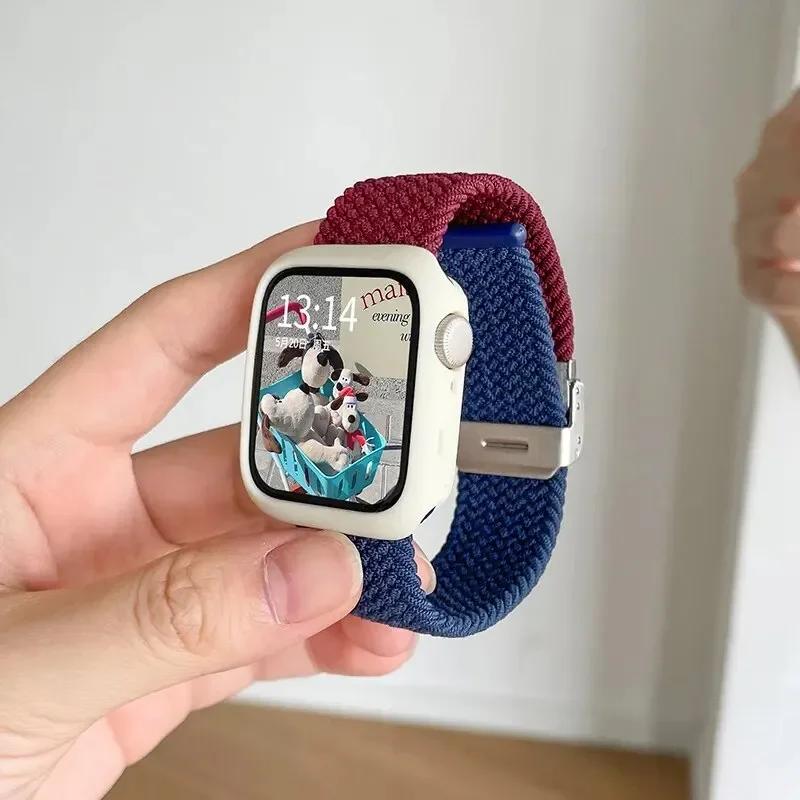 Candy Silicone Case+Strap For Apple Watch Series 9 8 7 45mm 41mm Band SE 6 5 4 44mm 40mm Nylon Correa Strap Iwatch Ultra 2 49mm