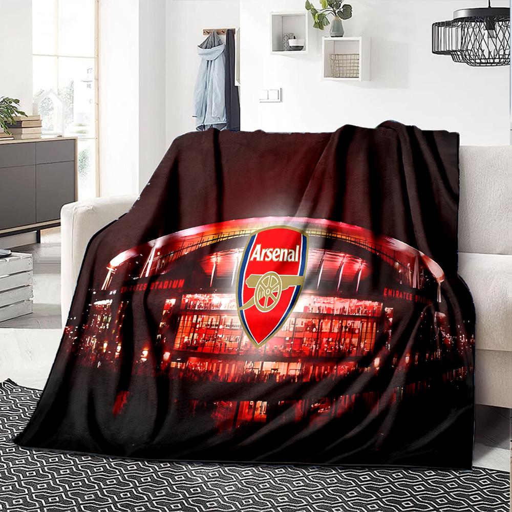 Coperta in Flanella con Stemma dell'Arsenal Football Club, Poliestere Morbido, Design Moderno, Per Tutte le Stagioni per Campeggio, Viaggi, Regali per Feste o Compleanni