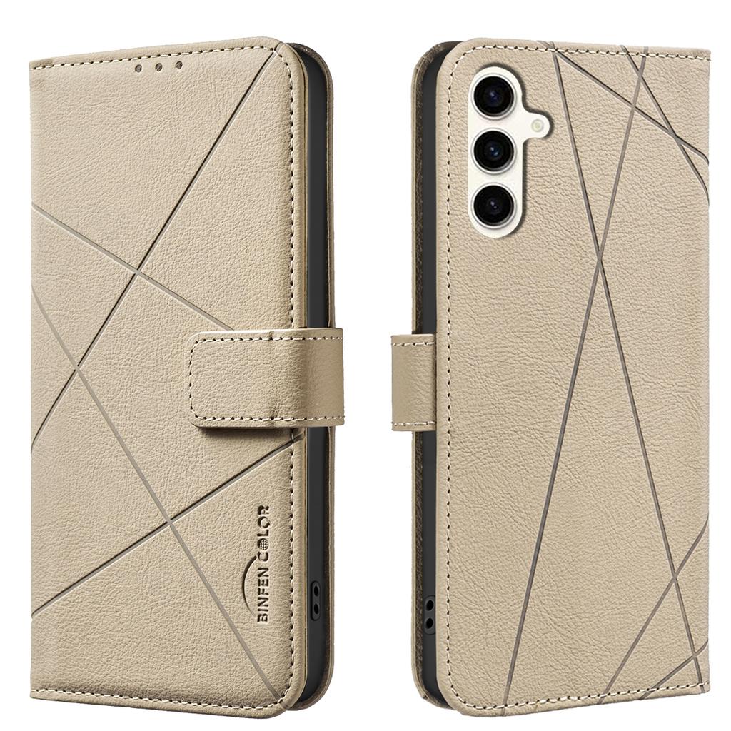 For Samsung Galaxy A15 5G/Galaxy A15 4G Case BINFEN COLOR BF35 Geometry Imprinted Leather Phone Cover RFID Blocking Wallet Stand