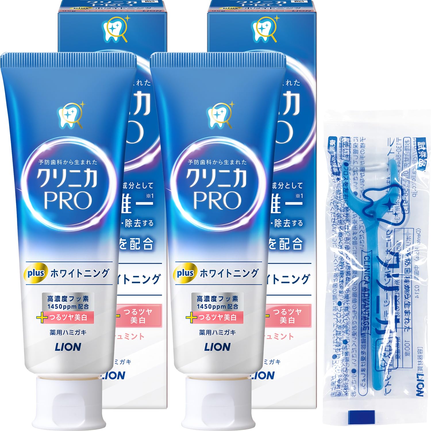 

Clinica PRO Plus Отбеливающая Освежающая 95г x 2 Зубная паста-флосс для пародонта с фтором [Квази-препарат] Зубная паста, Мята, + В комплекте. болезнь,
