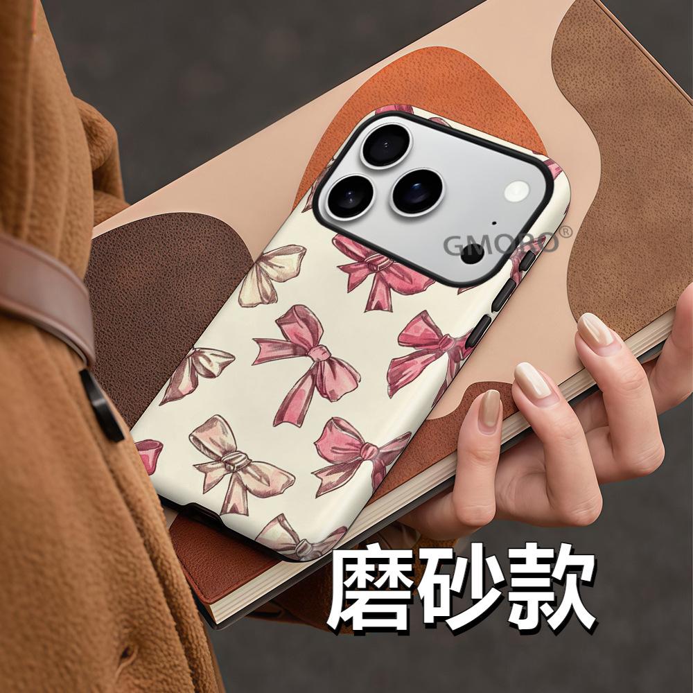 Foreign trade explosion bow magnetic mobile phone case Apple 17 two-in-one film case iPhone12 anti-drop protective case