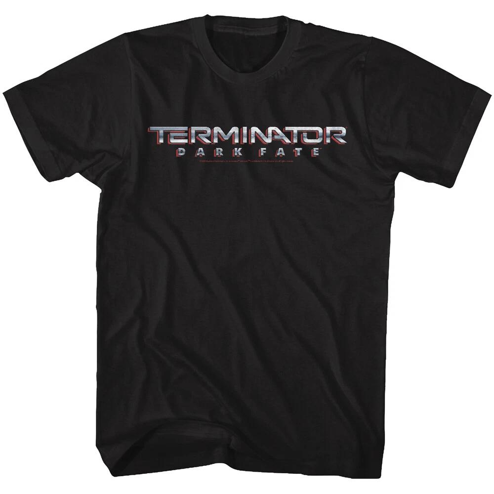 Terminator Dark Fate Movie Chrome Logo Schwarzenegger Hamilton Men s T Shirt S