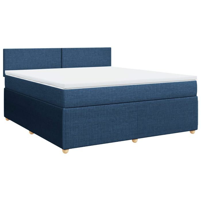VidaXL Slat Bed Base with Mattress Blue 180x200 Cm Fabric 3289834