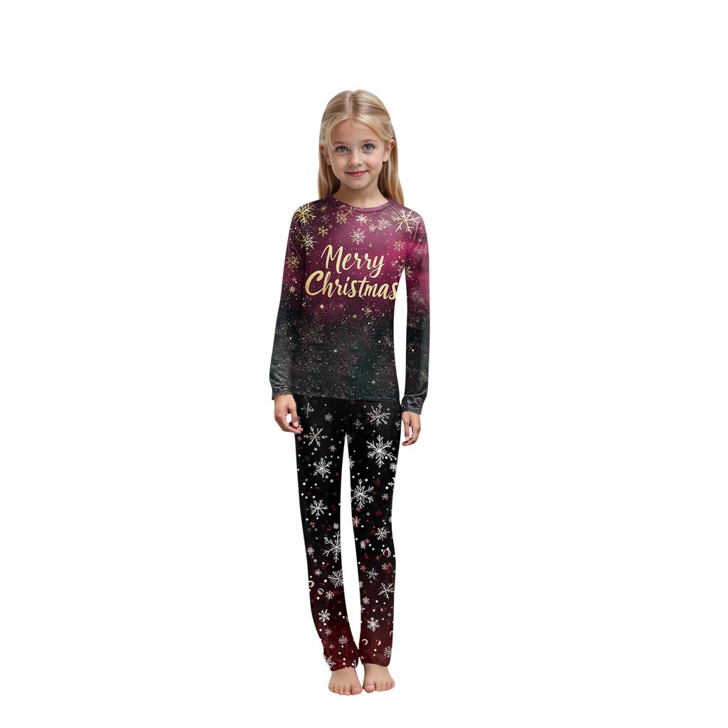 Christmas Print Family Outfit Long Sleeve Top + Pants Set Family Outfit