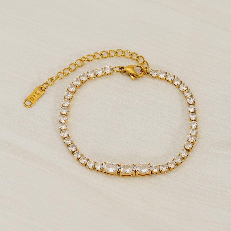 2026 European and American Zircon Tennis Chain Bracelet Women's Full Diamond Ins Niche Design Light Luxury High-end Jewelry